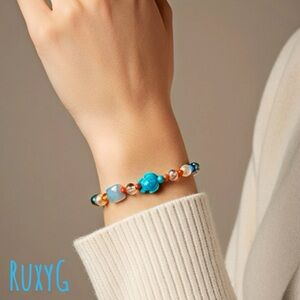 Multicolor Beaded Bracelet w/ 🐢 Charm